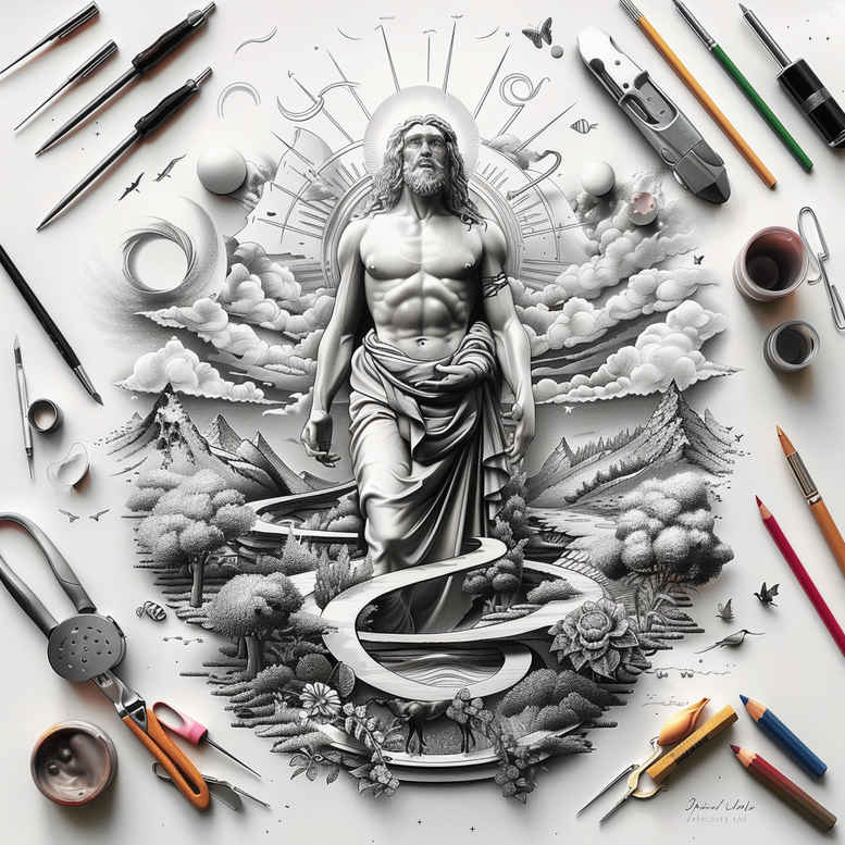transcendence – tattoo design ideas free ai generated – realistic – for-collarbone – Gallery: god-inkby-ai