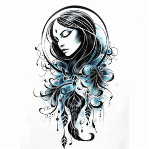 graphic-style – tattoo design ideas free ai generated – wave-grid – for-neck – Gallery: graphic-inkby-ai