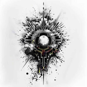 light-effect – tattoo design ideas free ai generated – parallel-lines – for-sternum – Gallery: graphic-inkby-ai