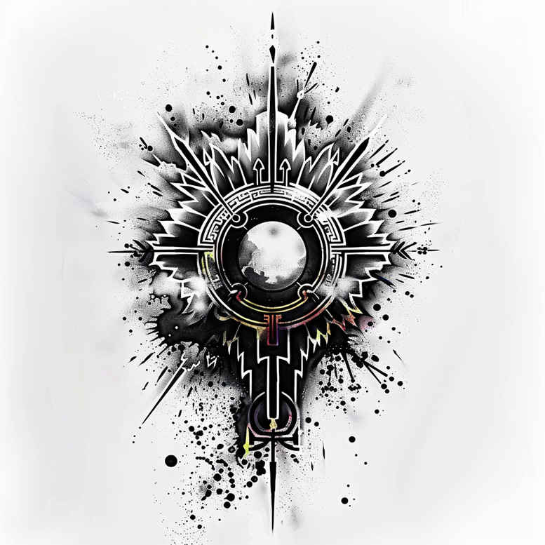 light-effect – tattoo design ideas free ai generated – parallel-lines – for-sternum – Gallery: graphic-inkby-ai