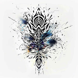 spatial-graphic – tattoo design ideas free ai generated – interlaced-grid – for-lower-thigh – Gallery: graphic-inkby-ai