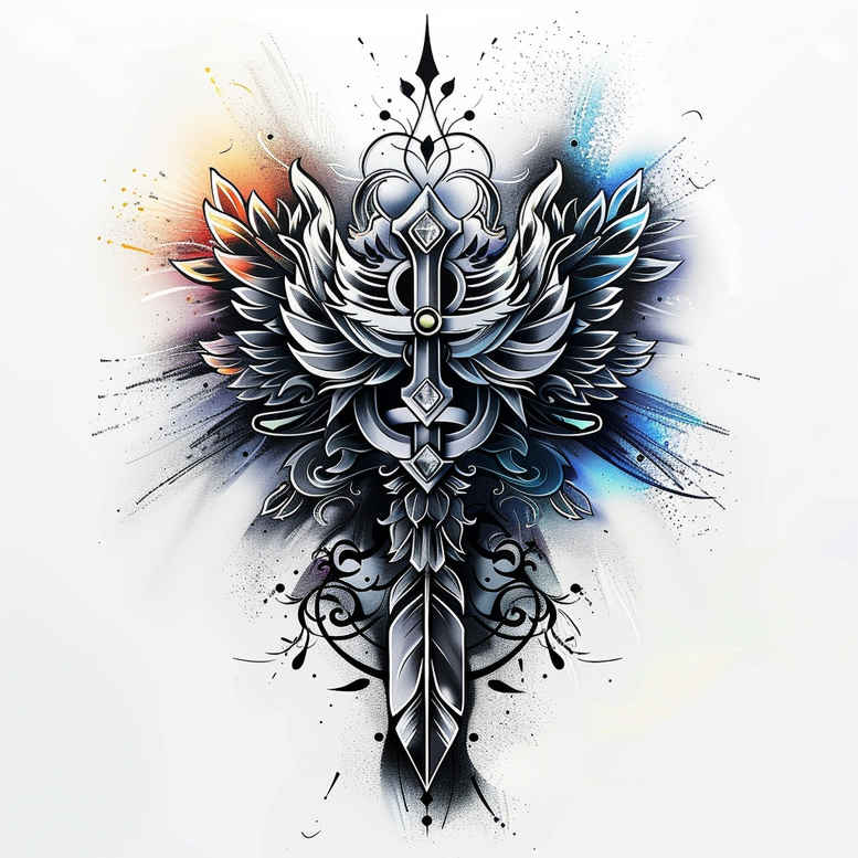 graphic tattoo design ideas kaleidoscope bold color blocks perseverance and power