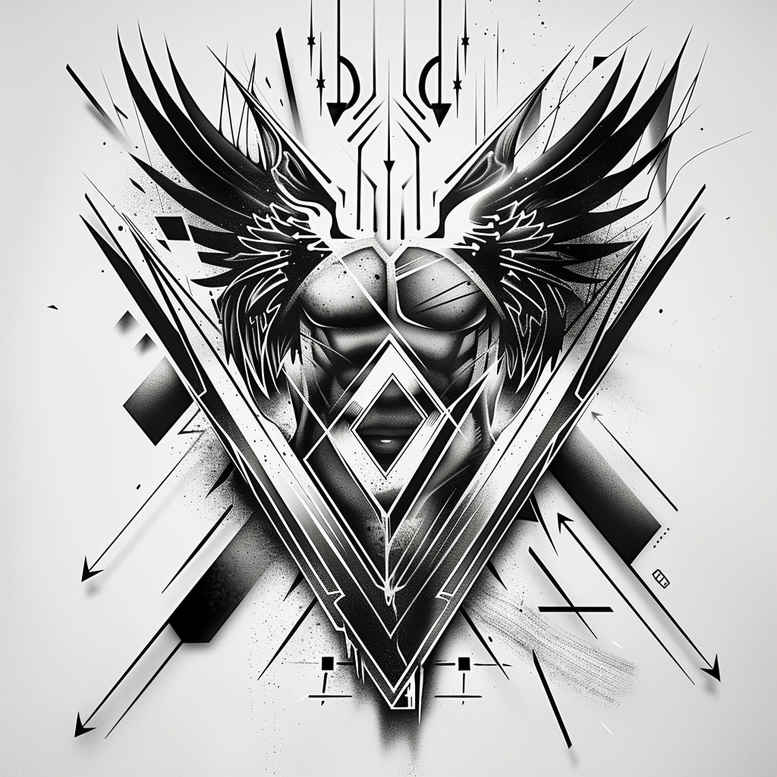graphic tattoo design ideas infinite pattern crystal shape embodying courage