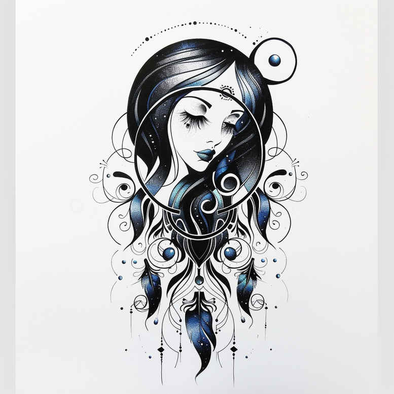 graphic tattoo design ideas blooming center spiral array symbolising perseverance
