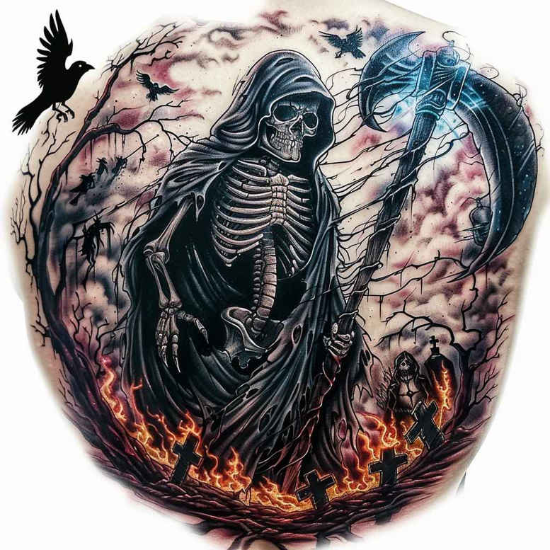 dark-reaper – tattoo design ideas free ai generated – realism-soft-focus – for-fingers – Gallery: grim-reaper-inkby-ai