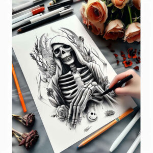 dark-spirit-tattoo – tattoo design ideas free ai generated – realism-living-skin – for-side-torso – Gallery: grim-reaper-inkby-ai