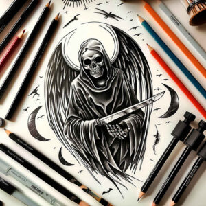 dark-tattoo – tattoo design ideas free ai generated – uncanny – for-ribs – Gallery: grim-reaper-inkby-ai