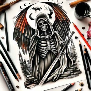 shadowy-figure-phantom-surrealism-phantom-shadows – tattoo design ideas free ai generated – Gallery: grim-reaper-inkby-ai