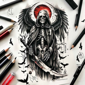 deaths-cloak-chilling-surrealism-translucent-layers – tattoo design ideas free ai generated – Gallery: grim-reaper-inkby-ai
