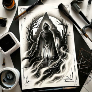 death-and-soul – tattoo design ideas free ai generated – chilling – for-outer-arm – Gallery: grim-reaper-inkby-ai