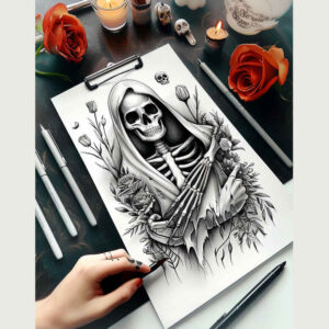 death-and-time – tattoo design ideas free ai generated – disturbing – for-palm – Gallery: grim-reaper-inkby-ai