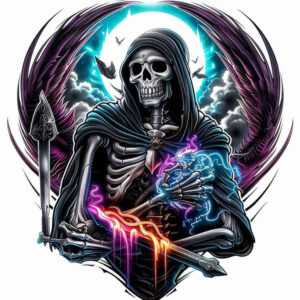 death-bringer-for-men – tattoo design ideas free ai generated – neotraditional-accent-shading – for-back-shoulder – Gallery: grim-reaper-inkby-ai