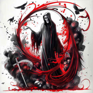 death-bringer-for-men – tattoo design ideas free ai generated – neotraditional-vivid-detail – for-shoulder-blade – Gallery: grim-reaper-inkby-ai