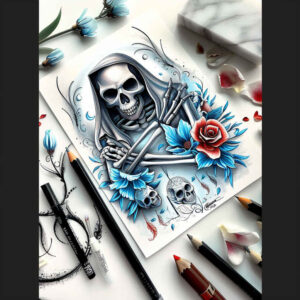 death-silhouette-empty-neotraditional-clean-fill – tattoo design ideas free ai generated – Gallery: grim-reaper-inkby-ai