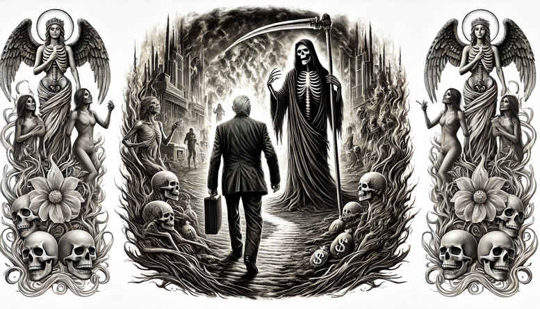 death-figure-tattoo – tattoo design ideas free ai generated – realism-skin-texture – for-temple – Gallery: grim-reaper-inkby-ai