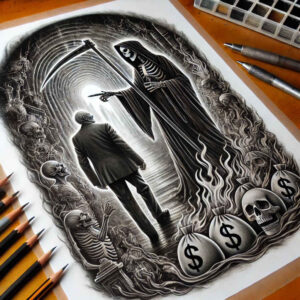 hooded-reaper-murky-neotraditional-vintage-influence – tattoo design ideas free ai generated – Gallery: grim-reaper-inkby-ai