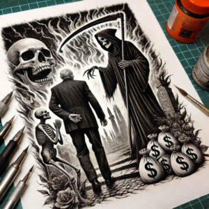 death-guardian – tattoo design ideas free ai generated – neotraditional-color-blending – for-side – Gallery: grim-reaper-inkby-ai