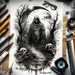 death-icon – tattoo design ideas free ai generated – realism-delicate-highlight – for-elbow – Gallery: grim-reaper-inkby-ai