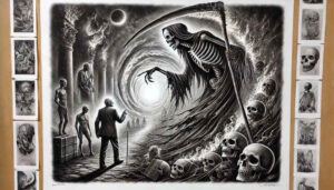 death-motif – tattoo design ideas free ai generated – grotesque – for-ankle – Gallery: grim-reaper-inkby-ai