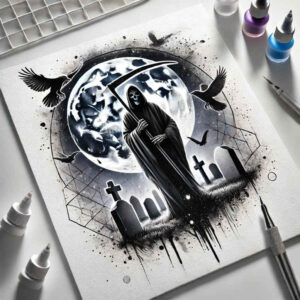 passage-symbol-dark-surrealism-displaced-objects – tattoo design ideas free ai generated – Gallery: grim-reaper-inkby-ai