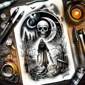 deaths-cloak-mystic-darkness-realism-balanced-light – tattoo design ideas free ai generated – Gallery: grim-reaper-inkby-ai