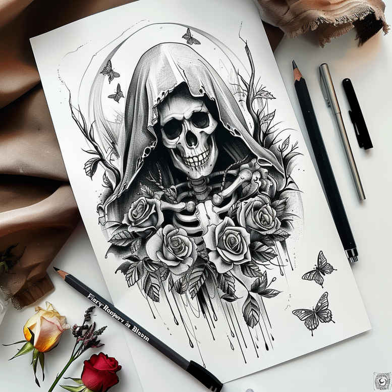 death-and-light-grim-surrealism-illusionary – tattoo design ideas free ai generated – Gallery: grim-reaper-inkby-ai