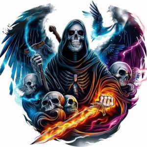death-with-scythe-distorted-neotraditional-vivid-gradients – tattoo design ideas free ai generated – Gallery: grim-reaper-inkby-ai