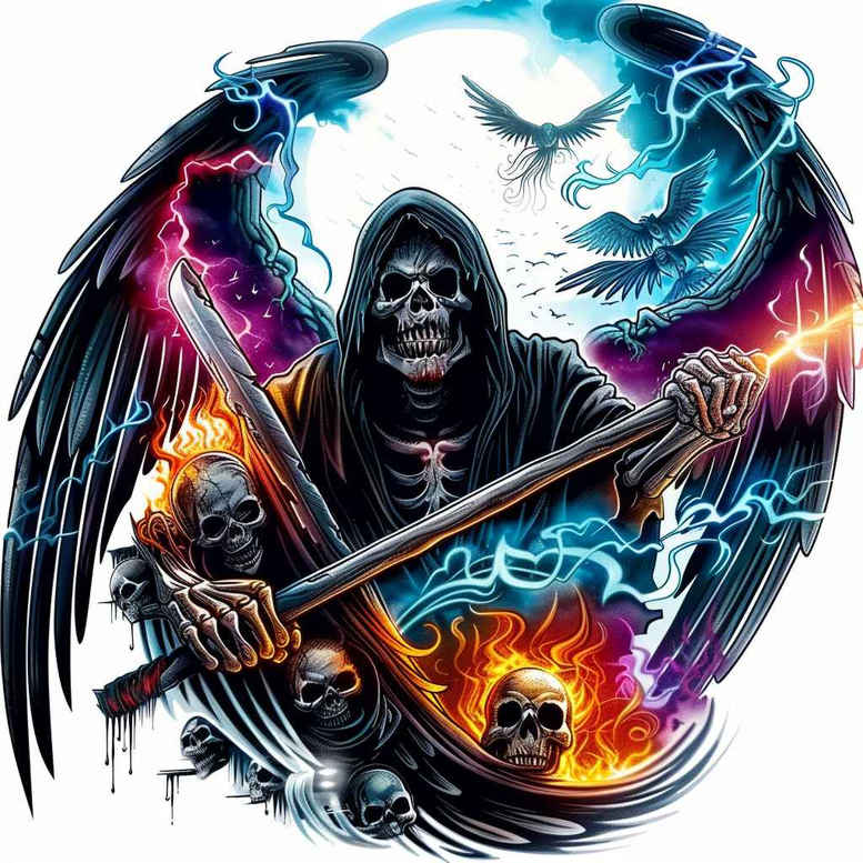 death-silhouette-twisted-neotraditional-vintage-influence – tattoo design ideas free ai generated – Gallery: grim-reaper-inkby-ai
