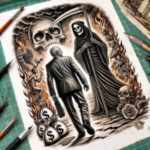 death-tattoo – tattoo design ideas free ai generated – neotraditional-modern-classic – for-shoulder-blade – Gallery: grim-reaper-inkby-ai