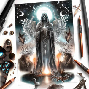 death-tattoo – tattoo design ideas free ai generated – realism-ink-layering – for-neck – Gallery: grim-reaper-inkby-ai