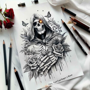 death-tattoo – tattoo design ideas free ai generated – realism-photo-ink – for-upper-shoulder – Gallery: grim-reaper-inkby-ai