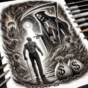 death-watcher – tattoo design ideas free ai generated – neotraditional-classic-motifs – for-lower-chest – Gallery: grim-reaper-inkby-ai