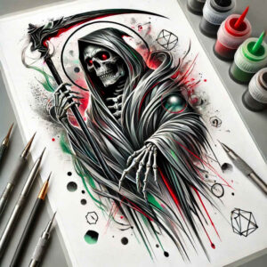 deaths-scythe – tattoo design ideas free ai generated – realism-ink-realism – for-stomach – Gallery: grim-reaper-inkby-ai