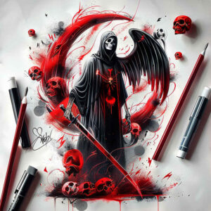 end-of-life-symbol – tattoo design ideas free ai generated – surrealism-esoteric-symbolism – for-back – Gallery: grim-reaper-inkby-ai