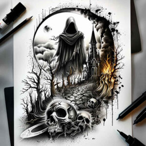 for-women – tattoo design ideas free ai generated – surrealism-distorted-reality – for-palm – Gallery: grim-reaper-inkby-ai