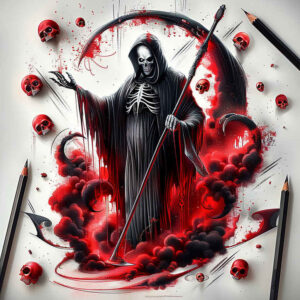 grim-figure – tattoo design ideas free ai generated – neotraditional-refined-detail – for-lower-arm – Gallery: grim-reaper-inkby-ai
