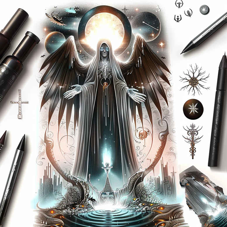 grim-reaper – tattoo design ideas free ai generated – neotraditional-artful-color – for-upper-thigh – Gallery: grim-reaper-inkby-ai