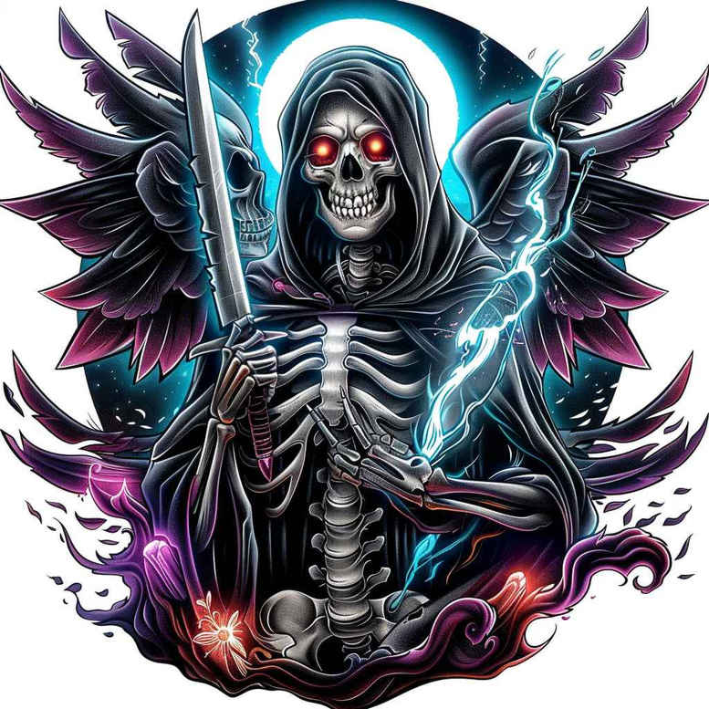 grim-reaper – tattoo design ideas free ai generated – realism-contour-shading – for-biceps – Gallery: grim-reaper-inkby-ai