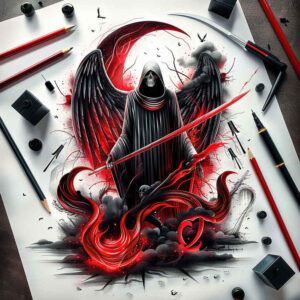 passage-symbol-evil-spirit-neotraditional-classic-composition – tattoo design ideas free ai generated – Gallery: grim-reaper-inkby-ai