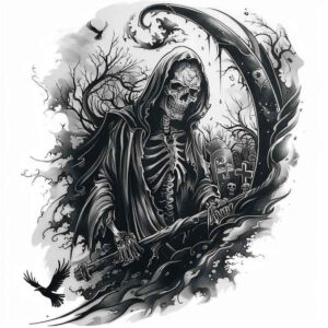 skull-reaper-mask-surrealism-morphic-transformation – tattoo design ideas free ai generated – Gallery: grim-reaper-inkby-ai