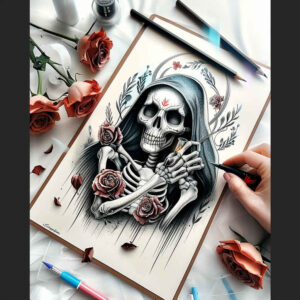 grim-shadow – tattoo design ideas free ai generated – neotraditional-refined-color-palette – for-side – Gallery: grim-reaper-inkby-ai