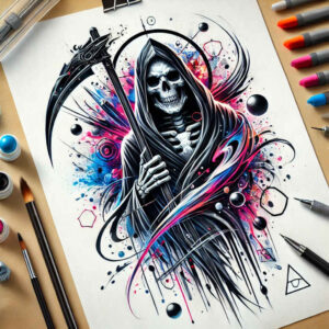 passage-symbol – tattoo design ideas free ai generated – surrealism-melted-shapes – for-fingers – Gallery: grim-reaper-inkby-ai