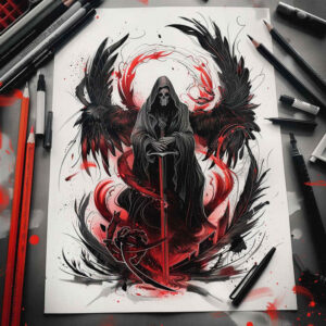 reaper-artwork-midnight-surrealism-subconscious-themes – tattoo design ideas free ai generated – Gallery: grim-reaper-inkby-ai