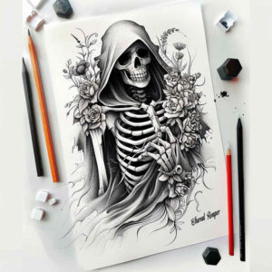 shadowy-figure – tattoo design ideas free ai generated – realism-optical-depth – for-hand – Gallery: grim-reaper-inkby-ai