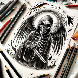 spirit-of-darkness – tattoo design ideas free ai generated – realism-photo-like-tattoo – for-hip – Gallery: grim-reaper-inkby-ai