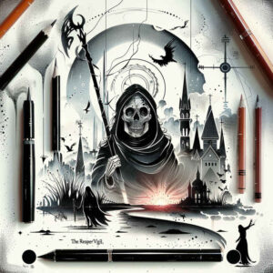 symbol-of-ending – tattoo design ideas free ai generated – gagged – for-behind-ear – Gallery: grim-reaper-inkby-ai
