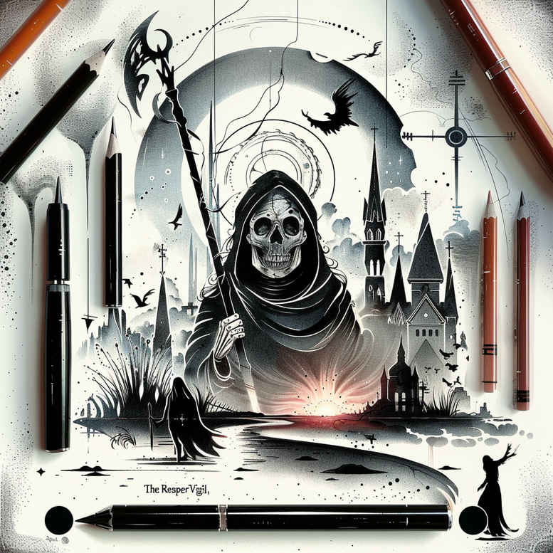 symbol-of-ending – tattoo design ideas free ai generated – gagged – for-behind-ear – Gallery: grim-reaper-inkby-ai