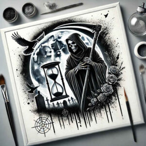 symbol-of-life – tattoo design ideas free ai generated – hellfire – for-behind-ear – Gallery: grim-reaper-inkby-ai