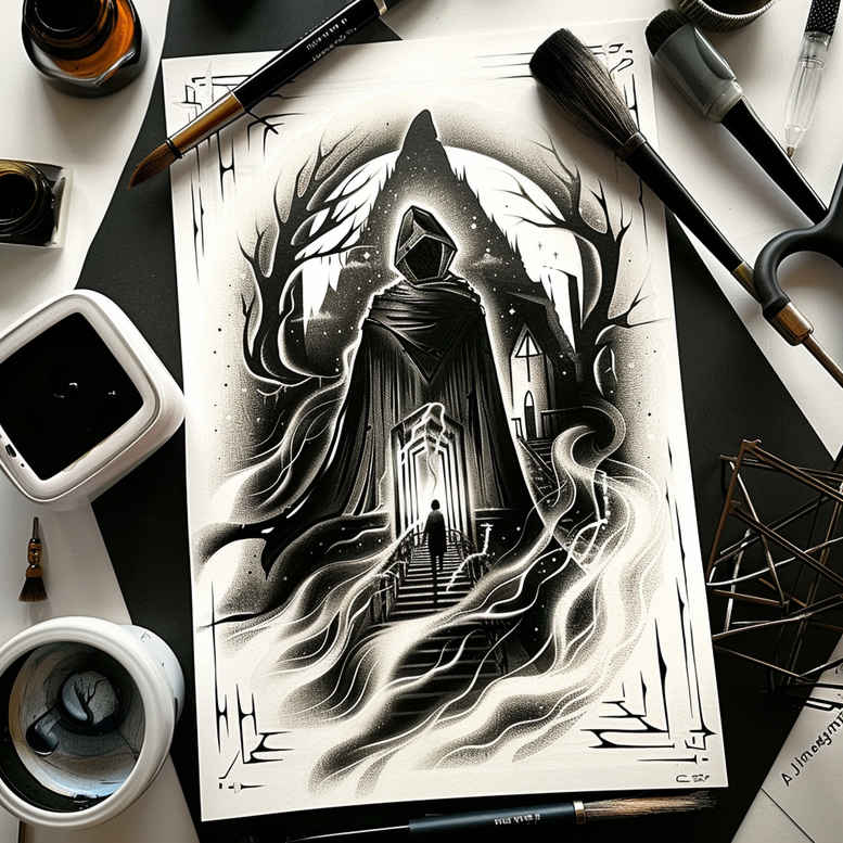 grim-reaper tattoo design ideas depth perception dark aura stands for courage