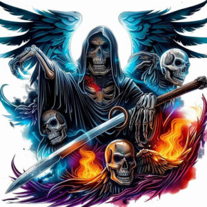 grim-reaper tattoo design ideas Surrealism symbolic motifs dark for triceps